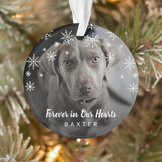 Cute Snowflakes Dog Foto Pet Memorial Ornament (Boom)