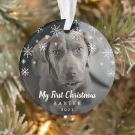 Cute Snowflakes Dog Foto van mijn eerste Kerstmis Ornament