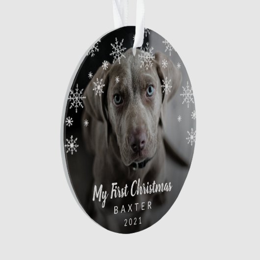 Cute Snowflakes Dog Foto van mijn eerste Kerstmis Ornament (voorkant)
