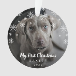 Cute Snowflakes Dog Foto van mijn eerste Kerstmis Ornament