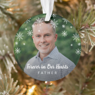 Cute Snowflakes Father Photo Memorial Ornament