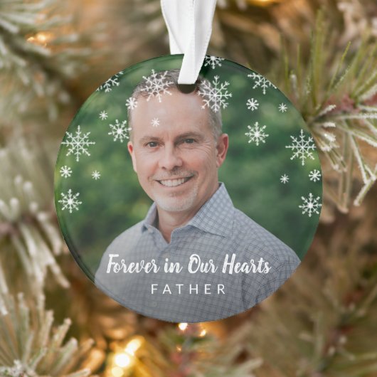 Cute Snowflakes Father Photo Memorial Ornament (Boom)
