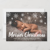 Cute Snowflakes Foto Holiday Birth Announance Magnetische Uitnodiging (Voorkant)