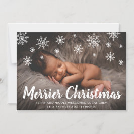 Cute Snowflakes Foto Holiday Birth Announance Magnetische Uitnodiging