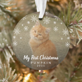Cute Snowflakes Photo Cat my first Kerstmis Ornament