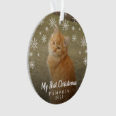 Cute Snowflakes Photo Cat my first Kerstmis Ornament (voorkant)