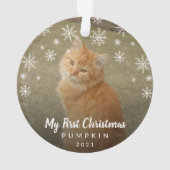 Cute Snowflakes Photo Cat my first Kerstmis Ornament (achterkant)