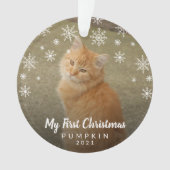 Cute Snowflakes Photo Cat my first Kerstmis Ornament (voorkant)