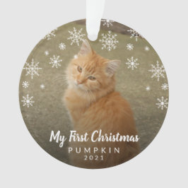 Cute Snowflakes Photo Cat my first Kerstmis Ornament
