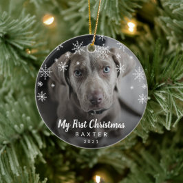 Cute Snowflakes Photo Dog My First Kerstmis Keramisch Ornament