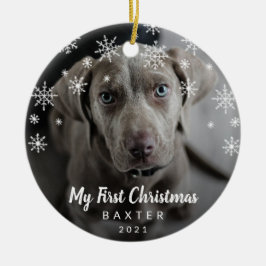Cute Snowflakes Photo Dog My First Kerstmis Keramisch Ornament