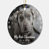Cute Snowflakes Photo Dog My First Kerstmis Keramisch Ornament (Links)