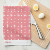 Cute Snowflakes Roze White Pattern Script Name Theedoek (Quarter Fold)