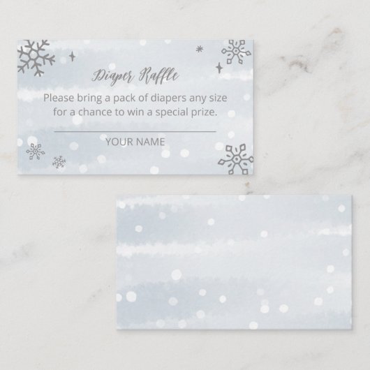 Cute Snowflakes Winter Baby shower Diaper Raffle Informatiekaartje (Voorkant / Achterkant)