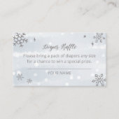 Cute Snowflakes Winter Baby shower Diaper Raffle Informatiekaartje (Voorkant)