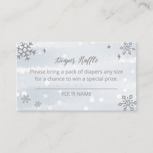 Cute Snowflakes Winter Baby shower Diaper Raffle Informatiekaartje (Voorkant)