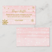 Cute Snowflakes Winter Baby shower Diaper Raffle Informatiekaartje (Voorkant / Achterkant)