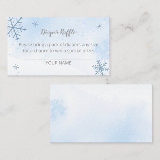 Cute Snowflakes Winter Baby shower Diaper Raffle Informatiekaartje (Voorkant / Achterkant)