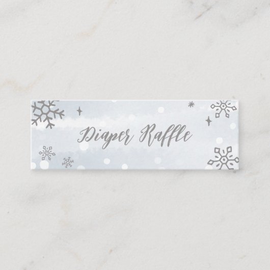 Cute Snowflakes Winter Baby shower Diaper Raffle Mini Visitekaartje (Voorkant)
