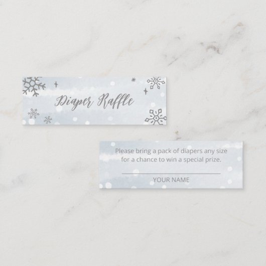 Cute Snowflakes Winter Baby shower Diaper Raffle Mini Visitekaartje (Voorkant / Achterkant)