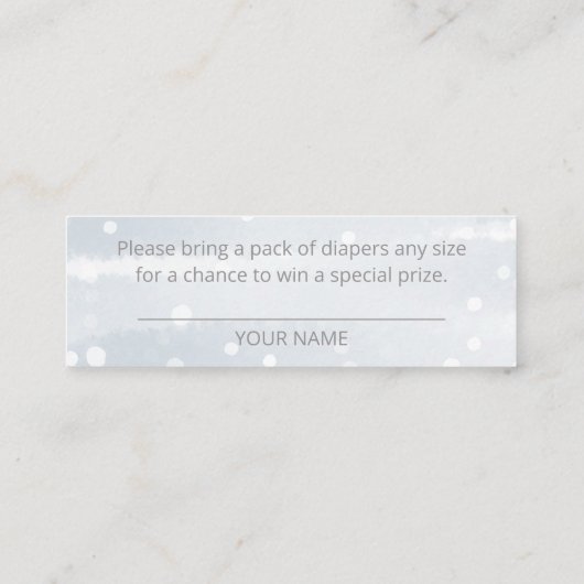 Cute Snowflakes Winter Baby shower Diaper Raffle Mini Visitekaartje (Achterkant)