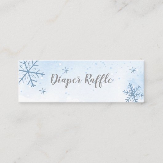 Cute Snowflakes Winter Baby shower Diaper Raffle Mini Visitekaartje (Voorkant)