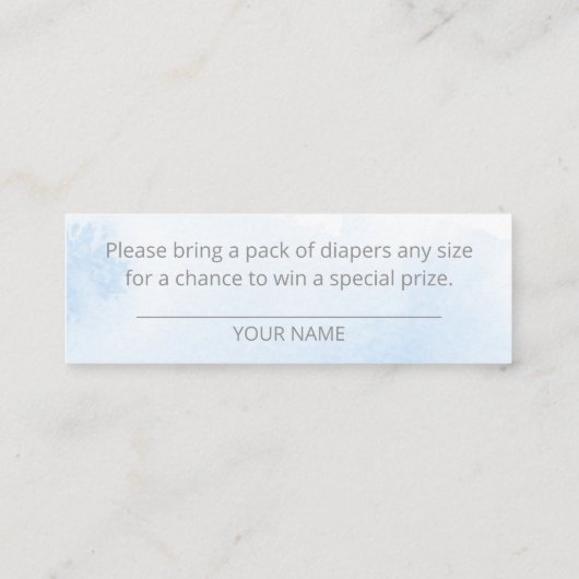 Cute Snowflakes Winter Baby shower Diaper Raffle Mini Visitekaartje (Achterkant)