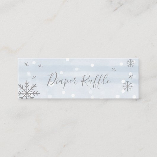 Cute Snowflakes Winter Baby shower Diaper Raffle Mini Visitekaartje (Voorkant)