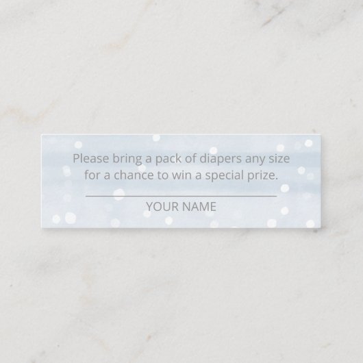 Cute Snowflakes Winter Baby shower Diaper Raffle Mini Visitekaartje (Achterkant)