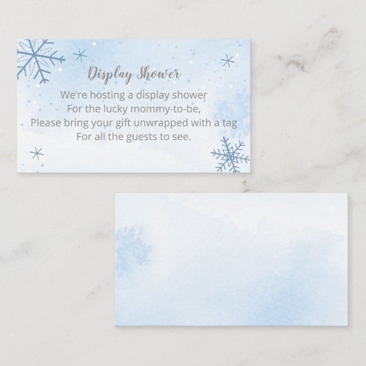 Cute Snowflakes Winter Baby shower Display Shower Informatiekaartje (Voorkant / Achterkant)