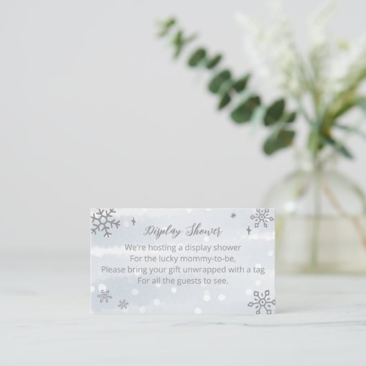 Cute Snowflakes Winter Baby shower Display Shower Informatiekaartje (Staand voorkant)