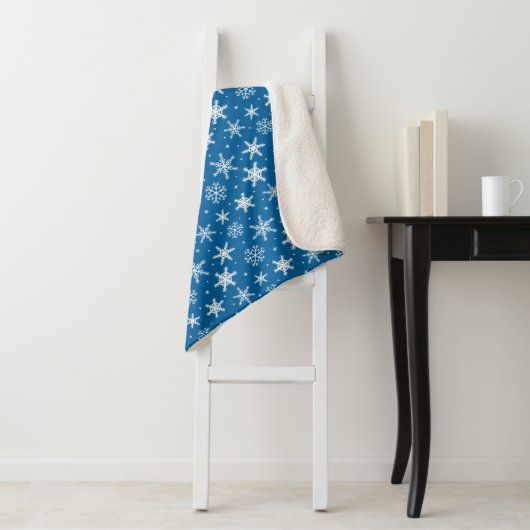 Cute snowflakes with dots blanket blue sherpa deken (In situ)