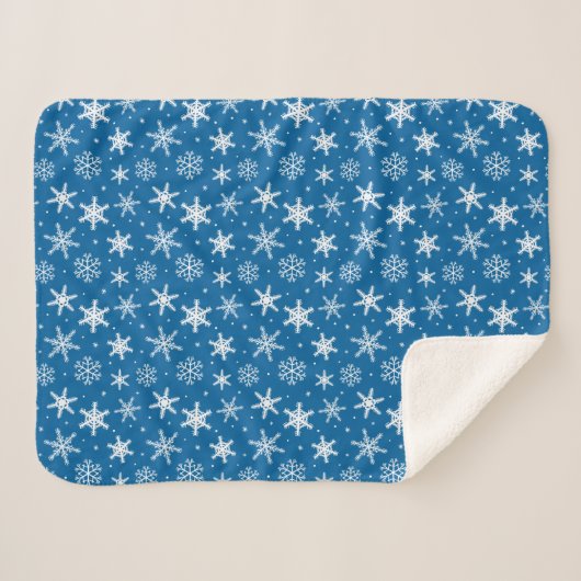 Cute snowflakes with dots blanket blue sherpa deken (Voorkant (horizontaal))