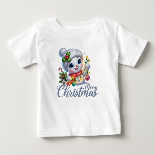 Cute Snowgirl Merry Christmas Lights Tee (Voorkant)