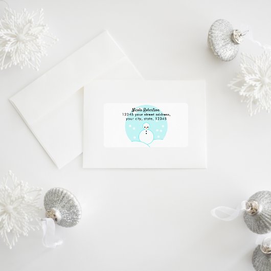 Cute Snowglobe Snowman Return Address Etiket