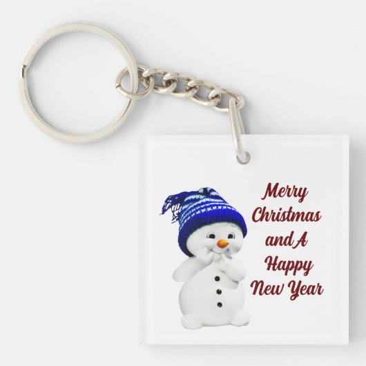 Cute Snowman AcrylSleutelhanger Sleutelhanger (Voorkant)