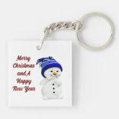 Cute Snowman AcrylSleutelhanger Sleutelhanger (Achterkant)
