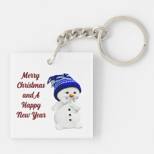 Cute Snowman AcrylSleutelhanger Sleutelhanger (Achterkant)