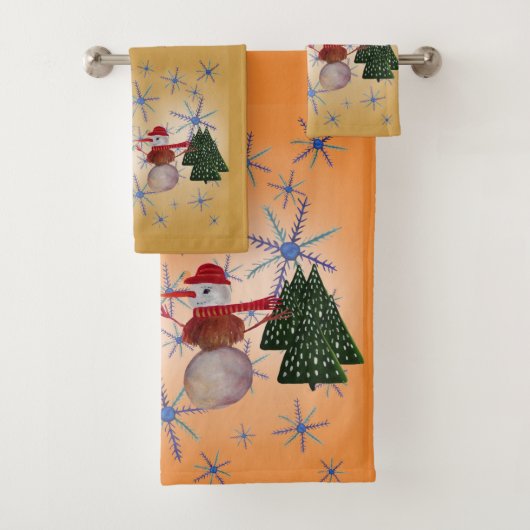 Cute Snowman Art Bad Handdoek (Insitu)