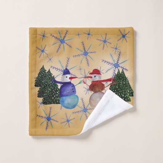 Cute Snowman Art Bad Handdoek (Wasdoekje)