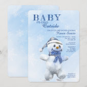 Cute Snowman Baby shower Invitation Kaart (Voorkant / Achterkant)