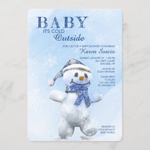 Cute Snowman Baby shower Invitation Kaart