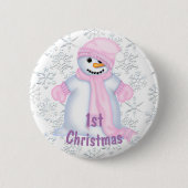 Cute Snowman Baby's 1e Kerstmis Ronde Button 5,7 Cm (Voorkant)
