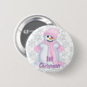 Cute Snowman Baby's 1e Kerstmis Ronde Button 5,7 Cm (Voorkant /achterkant)