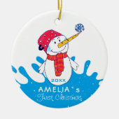 Cute Snowman Baby's eerste Kerstmis Keramisch Ornament (Voorkant)