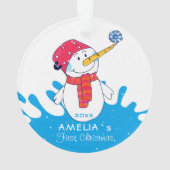 Cute Snowman Baby's eerste Kerstmis Ornament (achterkant)