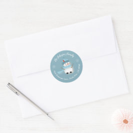 Cute Snowman Blue Holiday Envelope Seals Ronde Sticker
