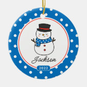 Cute Snowman Boys 2 Sided Photo Keramisch Ornament (Voorkant)