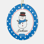 Cute Snowman Boys 2 Sided Photo Keramisch Ornament (Links)