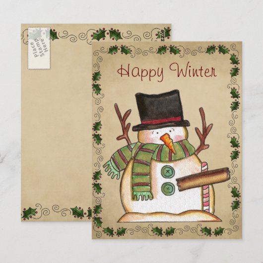 Cute Snowman Briefkaart (Voorkant / Achterkant)